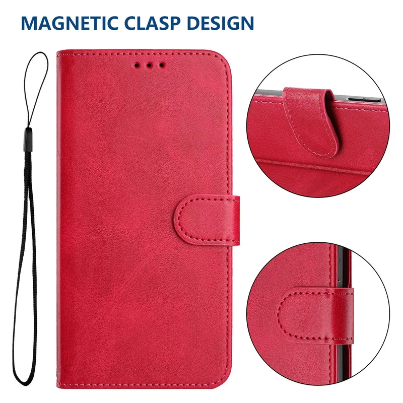 Premium Flip Leather Wallet Case with RFID Protection and Magnetic Stand