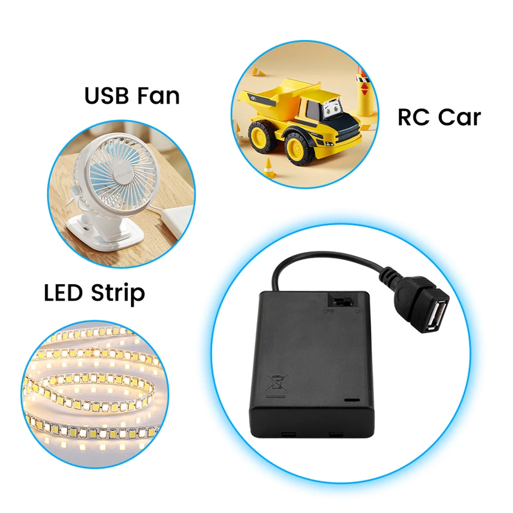 1PCS AA Power Battery Storage Case Holder LR6 Non-waterproof Box Switch for 5V USB LED Strip Lights