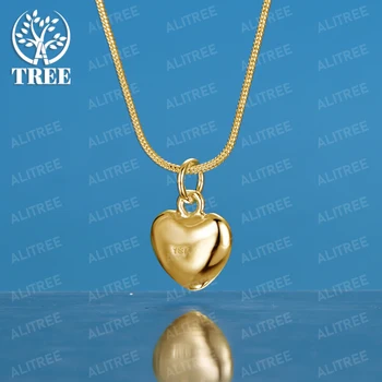 ALITREE 18K Gold Heart Pendant Necklace For Women necklaces Fashion Party Birthday Wedding Christmas Charm Fine Jewelry Gift
