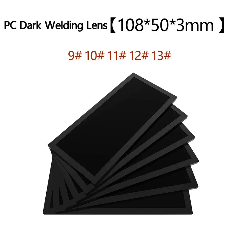 Welding helmet PC Dark Filter Lens 108x 50X3mm for Welding helmets Black Shade 10,12,13 Face Shield helmets Protection welding goggles 1pc