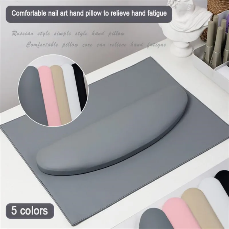 Nail Art Hand Pillow New Simple PU Leather Curved Nail Hand Pillow Set Rest Arm Rest Cushion Holder Nail Art Stand Manicure Tools 4#