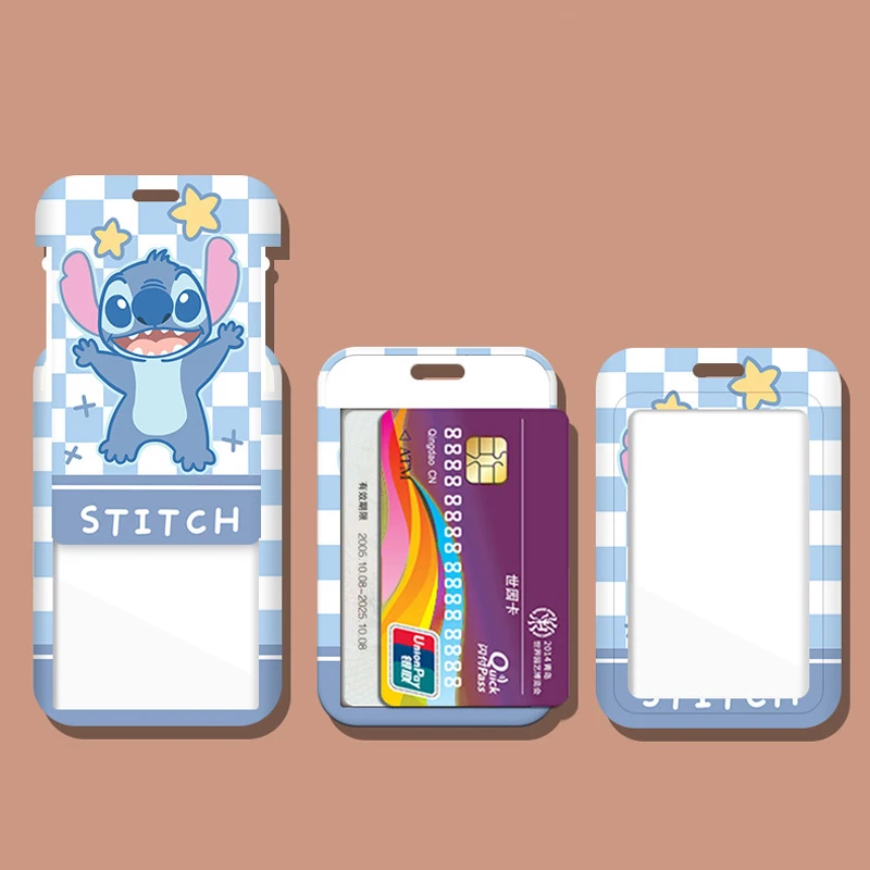 Cute Stitch ID Badge Card Holder Scalable Lanyard Door Card Case Reel Neck Strap Credit Card Holder Credentials Accessories