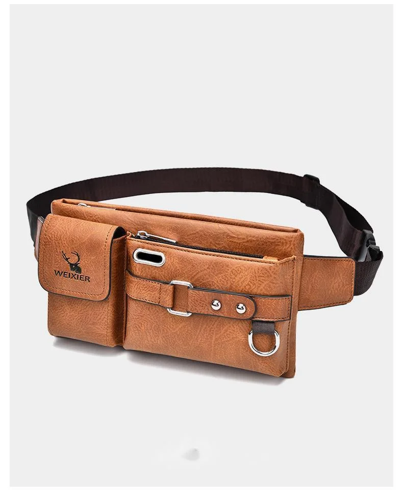 2023 New Hot Selling Men's Shoulder Bag Crossbody Bag Tactical Chest Bag Mobile Waist and Crotch Bag Multi Functional Chest Bag Retro PU Waist Bag_voghion.com