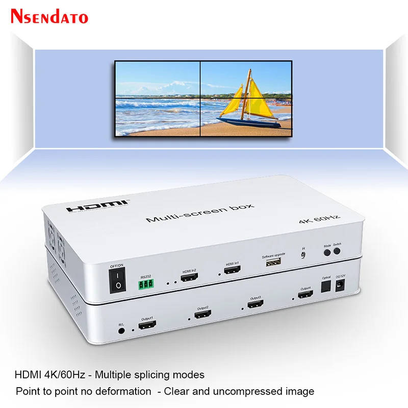 4K 60Hz HDMI Video Multi-Screen Box With RS232 2X2 HDMI Video Vall Controller Splicer 1x4 3x1 4x1 for TV PC Monitor Projector
