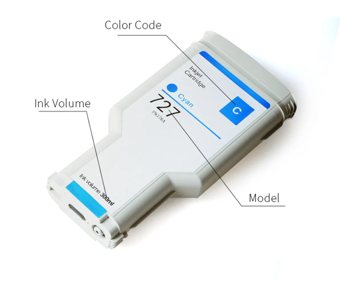 Cartucho de Tinta Remanufaturado com Chip Adequado para hp Designjet T920 T930 T1500 T1530 T2500 T2530 727 300ml - Imagem 6