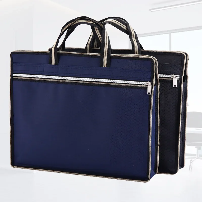 

Zipper Bag Meeting Office Handbag Business Portable Men's Waterproof Document Briefcase Nylon Information