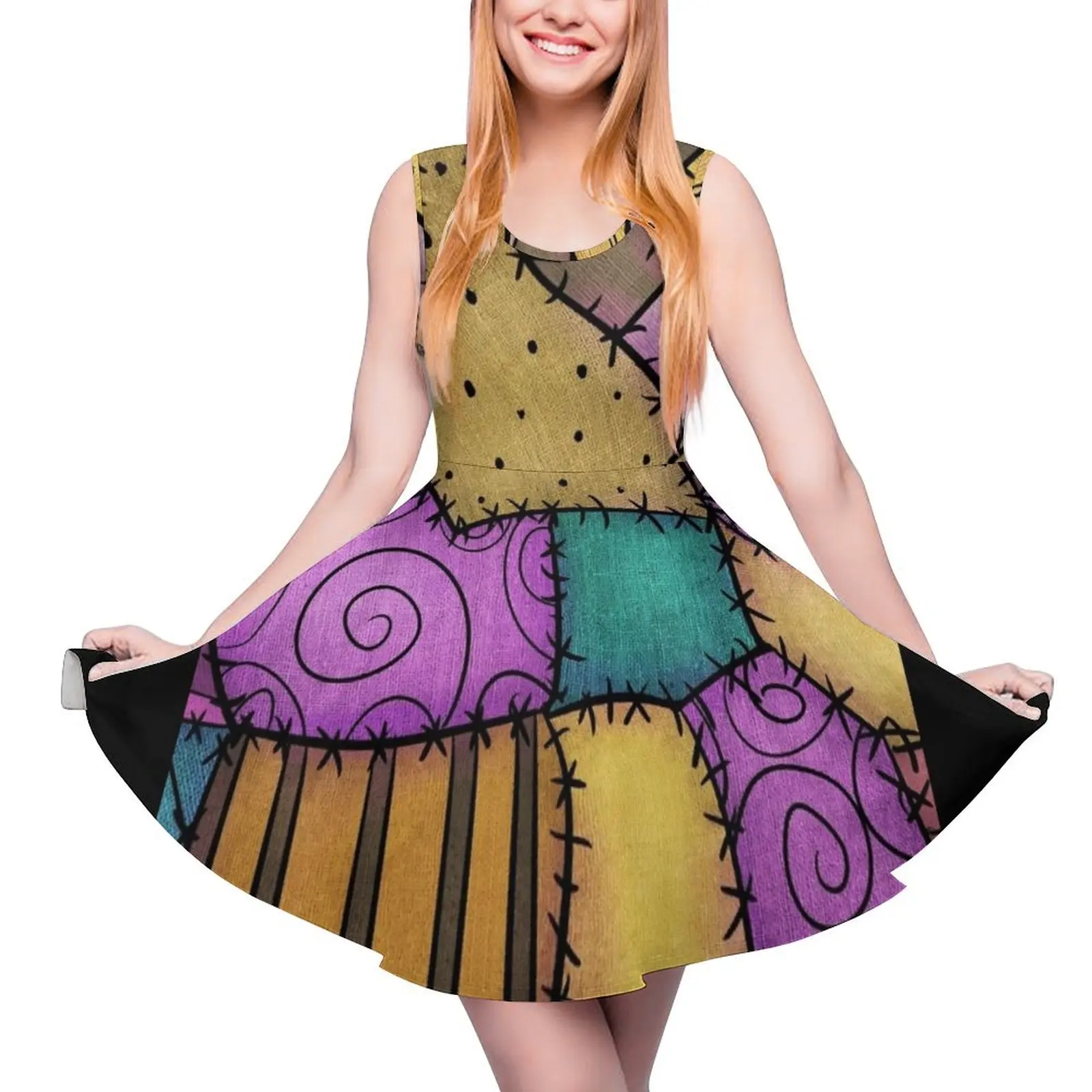 Patchwork Scraps Sleeveless Dress womens elegant loose dresses summer dresses women 2024