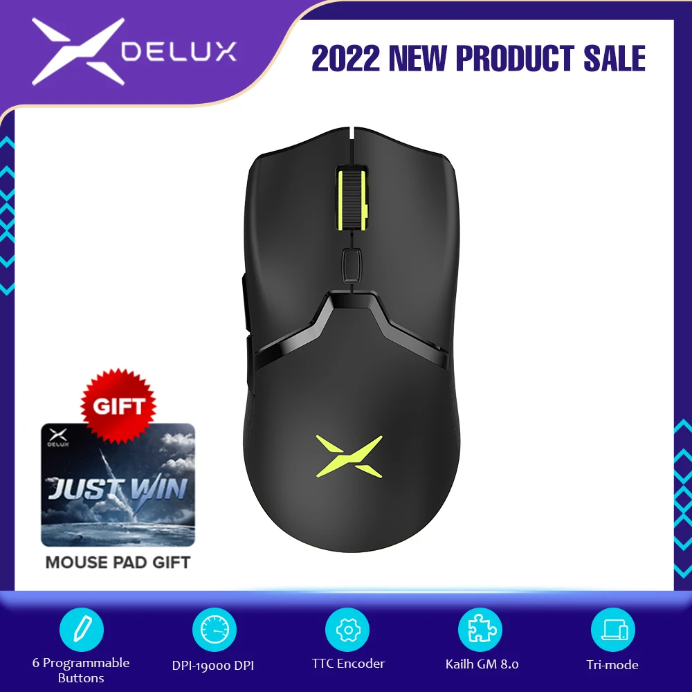 Delux M800PRO PAW3370 RGB Optical Wireless Gaming Mouse 19000 DPI Wired Programmable Ergonomic Mice Rechargeable For Windows Mac |