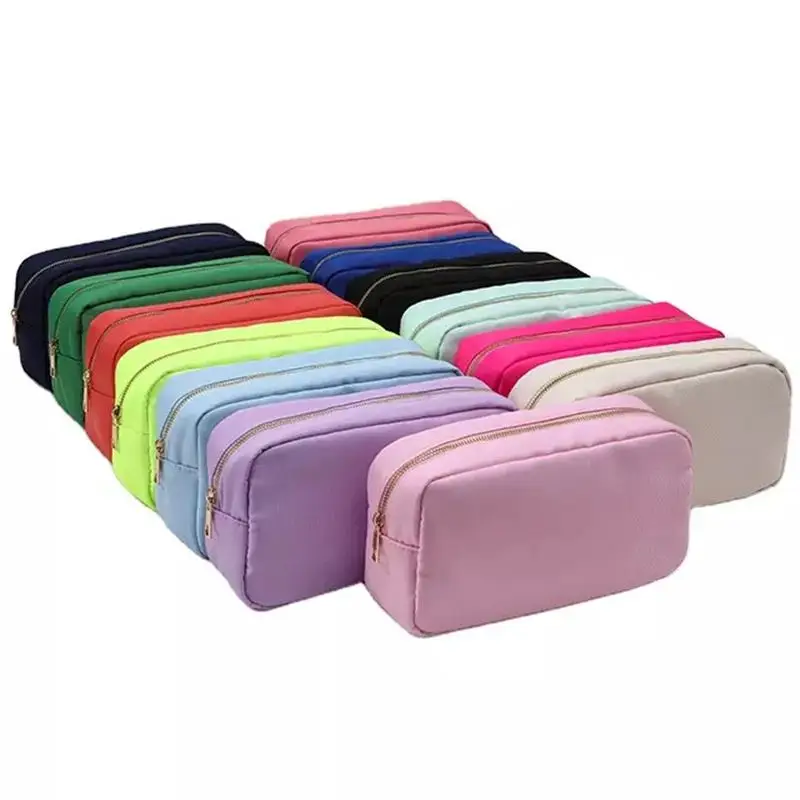 17Colors Hot Selling Chenille Patch Waterproof Travel Toiletry Bag Large Capacity Pink Cosmetic Bag Nylon Makeup Bag Nylon Pouch 2