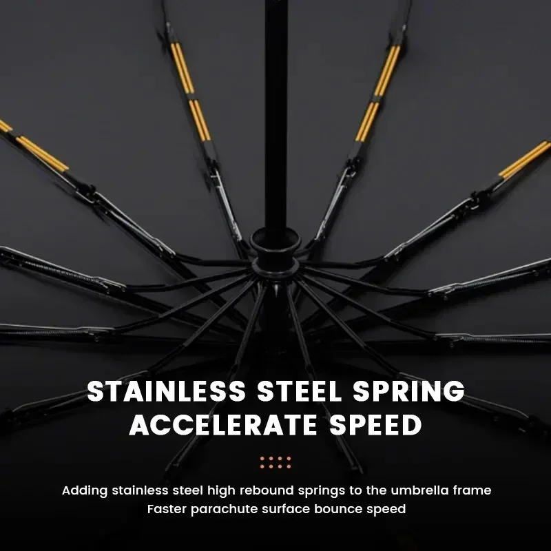 12 Bone Black Glue Fully Automatic Umbrella with Thick and Durable Keel Three Folding Umbrella UV Resistant Folding Umbrella