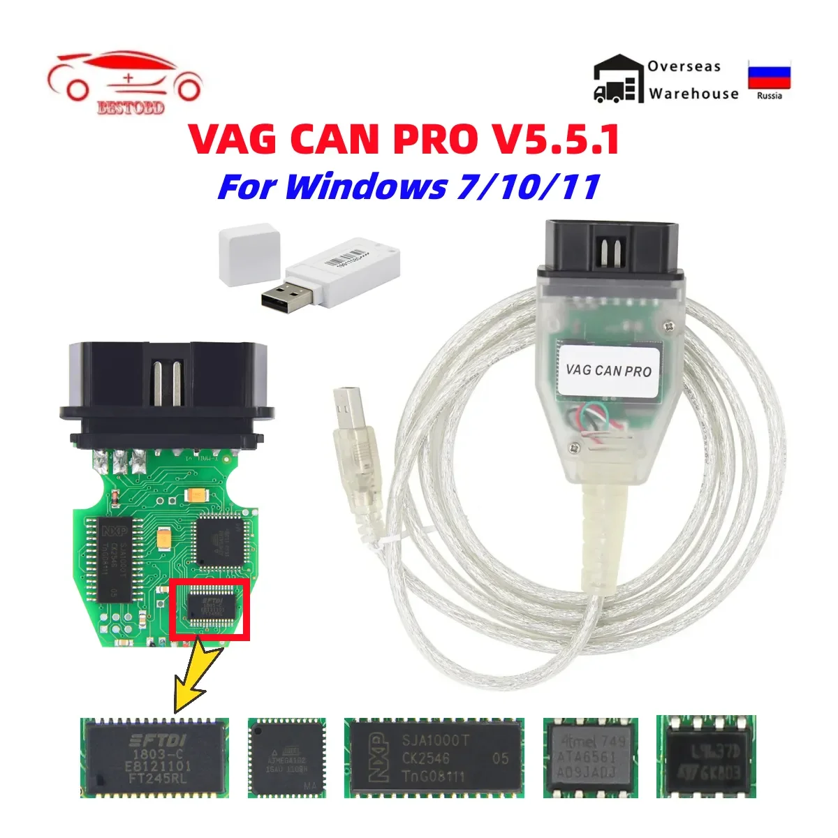 Câble de diagnostic USB OBD II-4, VAG - Plateforme