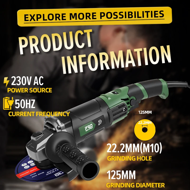 1000W Angle Grinder 230V Variable Speed Grinder for Multi-Material Household Processing Power Tools with Case by PROSTORMER 2