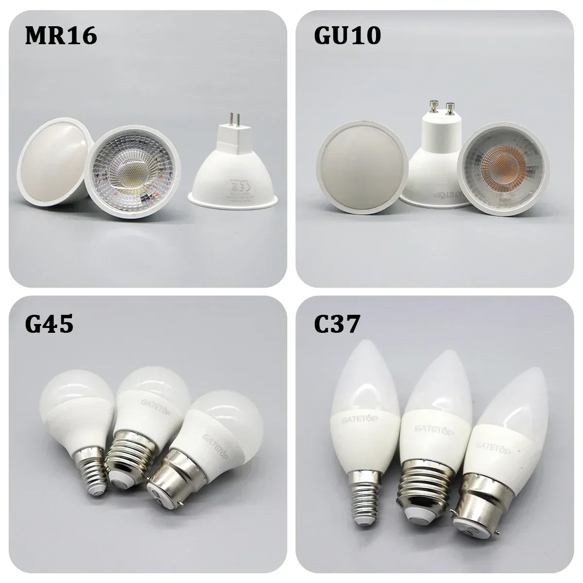 가정 및 사무실용 다용도 LED 스포트라이트 램프, 다양한 기본 옵션, 인테리어 장식, E27, B22, E14, GU10, GU5.3, 6 개
