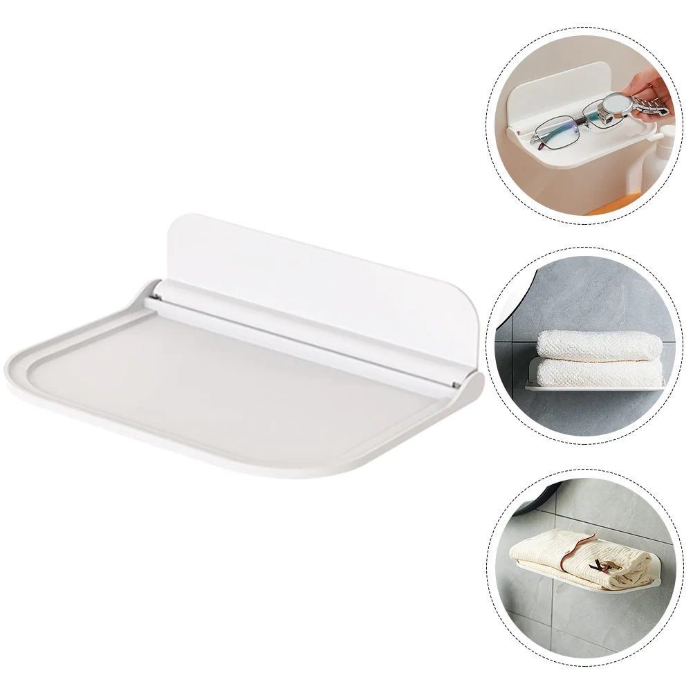 

Wall Shelf Hanging Board Bathroom Phone Adhesive Rack Foldable Floating Shelves Towel Sundries Storage Clothing Organizer Mount