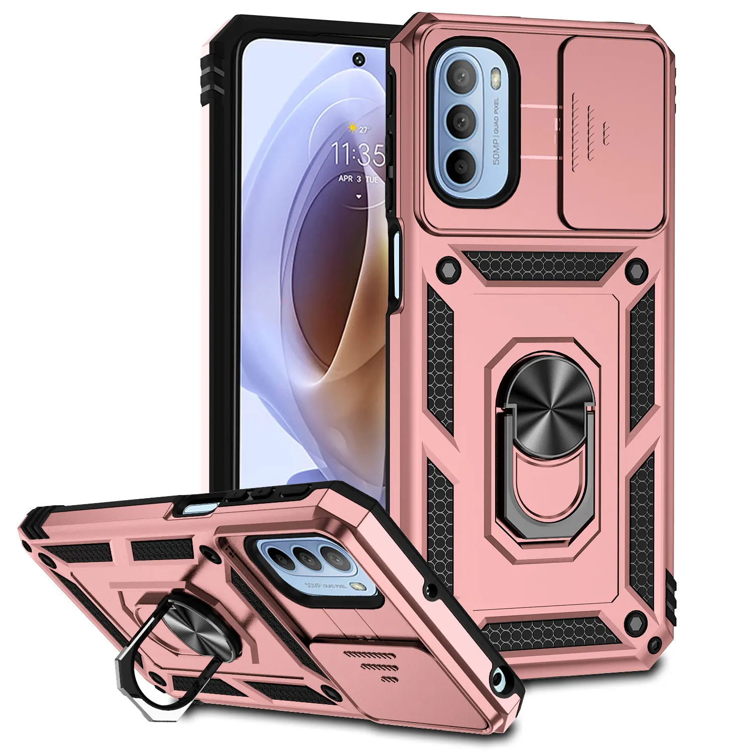 Magnetic Ring Armor Phone Case with Camera Protection - Durable Back Cover
