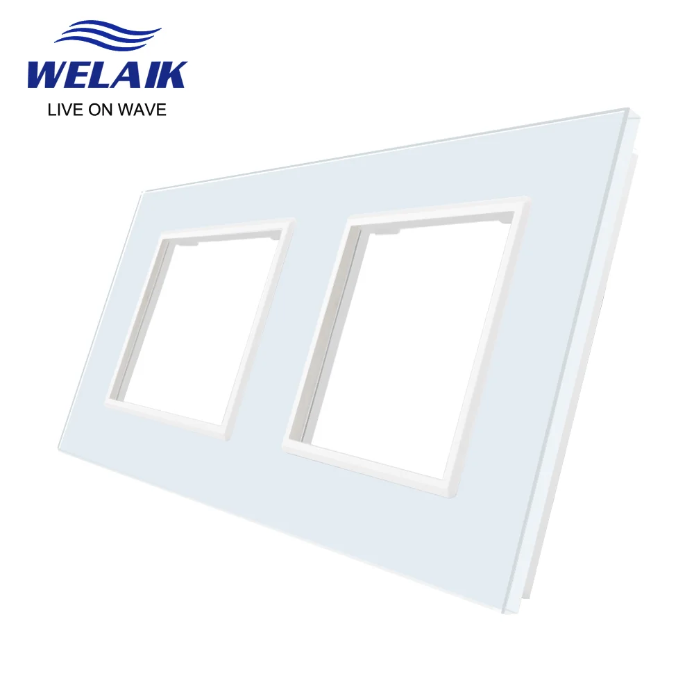 EU 2Frame 151*80mm Wall Socket Outlet Square-hole Crystal Tempered Glass Panel DIY Parts A288W1 access panel wall touch switch socket pixel style switch board tempered glass frame