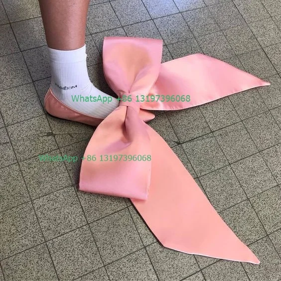 

Lady stain pink big bow tie design flat shoes elegant design causal flat Mary Jane summer dress shoes pointed toe footwear size