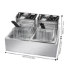 6L+6L Dual Tank Electric Deep Fryer with Removable Oil Filtration Basket and Lid 2*1.7KW Stainless Steel Automatic Thermostatic 2
