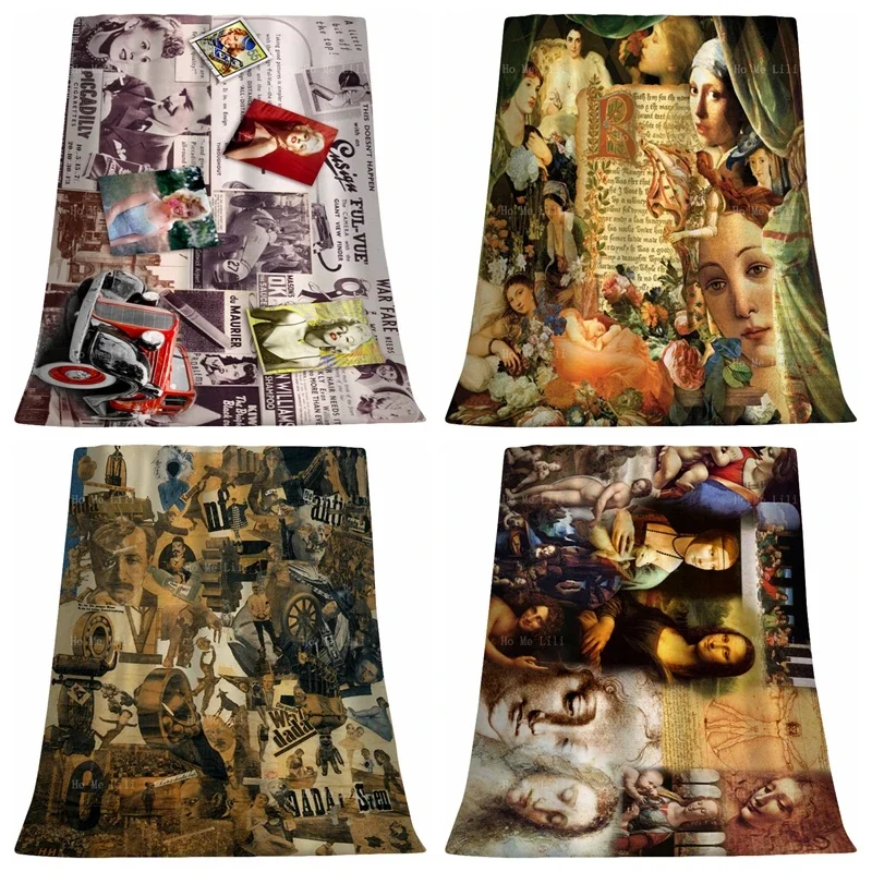

Retro Posters New Woman Humanism Renaissance Famous Artwork Collage Design Warm Cozy Flannel Blanket By Ho Me Lili Home Decor