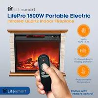 LifePro 1500Watt Electric Infrared Quartz Fireplace Heater for Indoor Use with 3Heating Elements and Remote Faux Stone &Oak Wood 2
