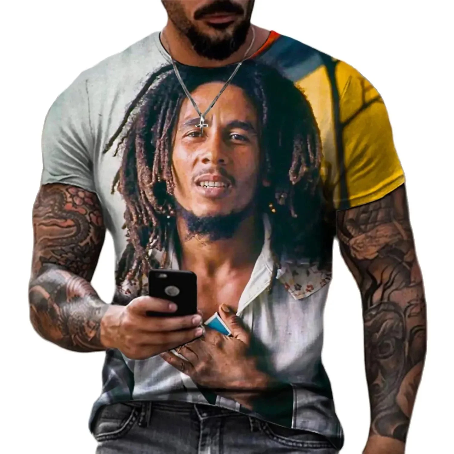 

Men's 3Dt T-shirt Rock Bob Marley Hip Hop Rap Harajuku Oversized T-shirt Fashion Trend Street Casual O Neck Short Sleeve Top