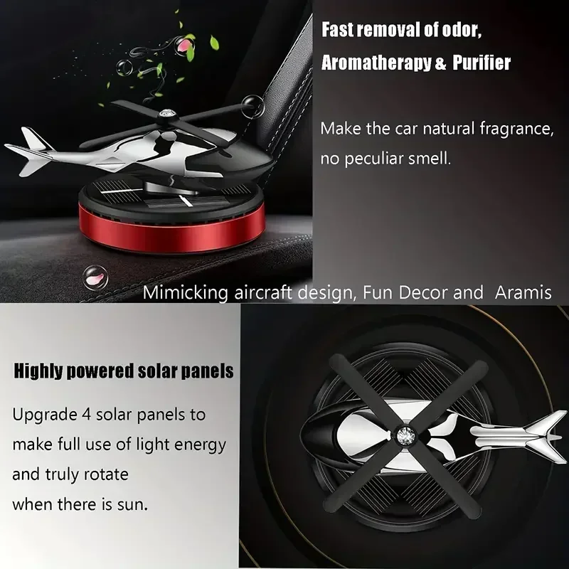 Solar Power Car Air Freshener with Rotating Propeller