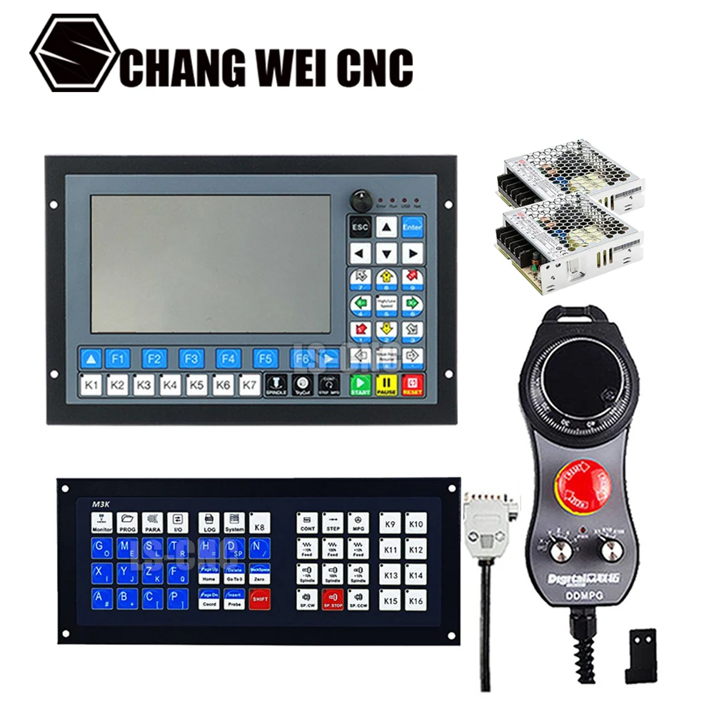 Cnc Ddcs-expert3/4/5 축 모션 제어 시스템 라우터 조각 기계 + atc 확장 키보드 Mpg 및 75w24v 용 오프라인 Plc