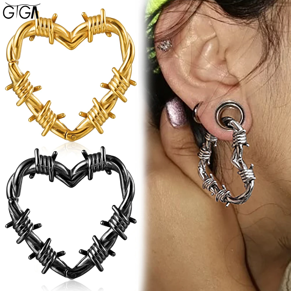 Giga 2er-Set 5mm (4g) Herzförmige Chirurgenstahl-Ohrgewichte für Dehnte Ohren, Hängende Piercings, Ohrhänger, Körperschmuck