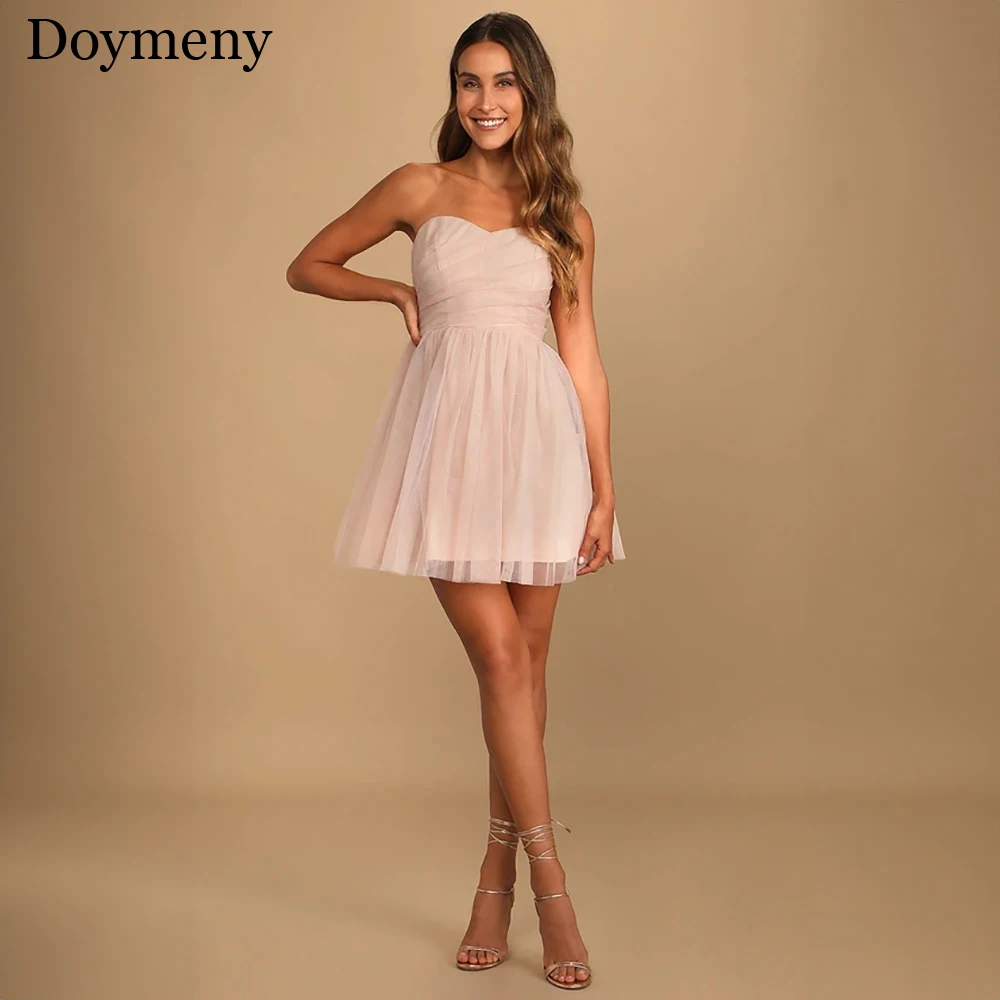 

Doymeny Sweetheart Homecoming Dresses Popular Summer 2023 Tulle Draped Sleeveless Above Knee Custom Made Gorgeous فساتين السهرة