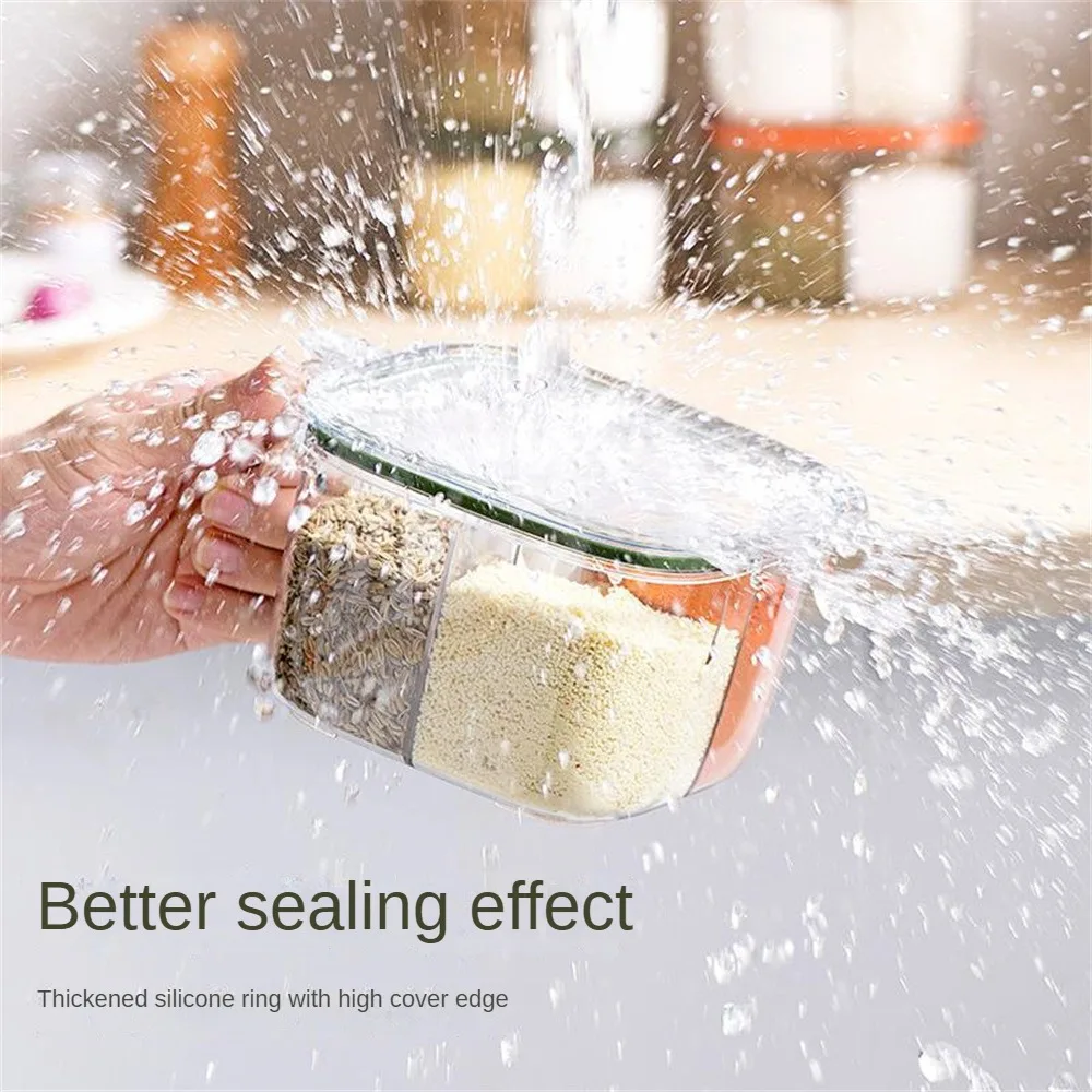 1PC Seasoning Box with Spoon 4 In 1 Multi Compartment Transparent Seasoning Tank Condiment Container Kitchen gadgets