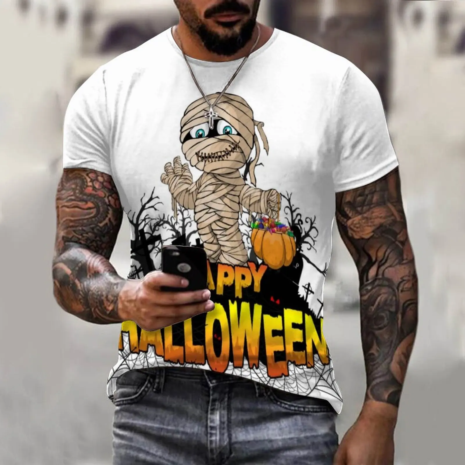 

Men's T-shirt unisex 3D print the usual funny T-shirt Graphic prints crew neck Halloween patterned daily short-sleeved clothes