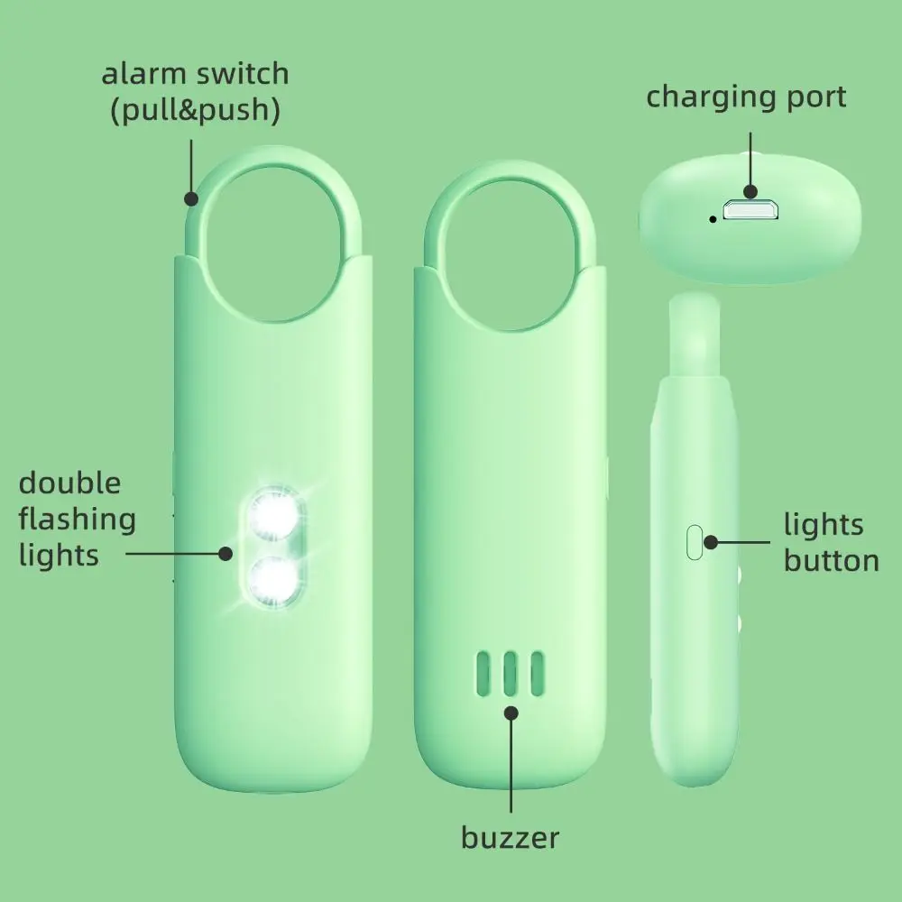 High-Decibel Rechargeable Personal Safety Alarm with Dual LED Light - Compact Self Defense Keychain