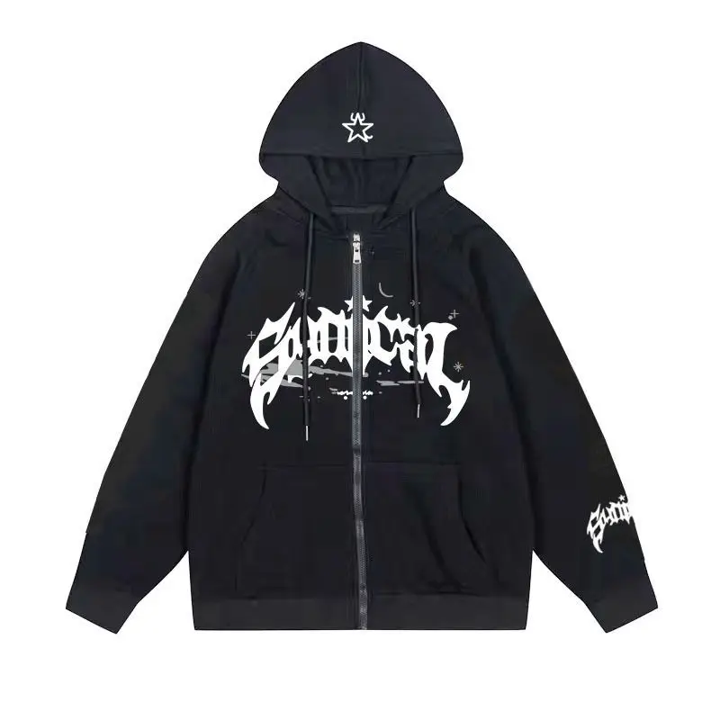 

Zip Hoodie Harajuku Vintage Grunge Hip Hop Street Men Women Gothic Sweatshirt Wear Y2K Clothing Hooded Trend Casual Loose Coats