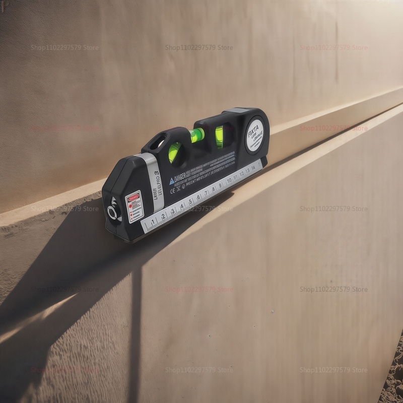 Multipurpose Cross Line Laser Level with 8Ft Measure Tape and Metric Rulers for DIY Home Improvement and Construction Projects