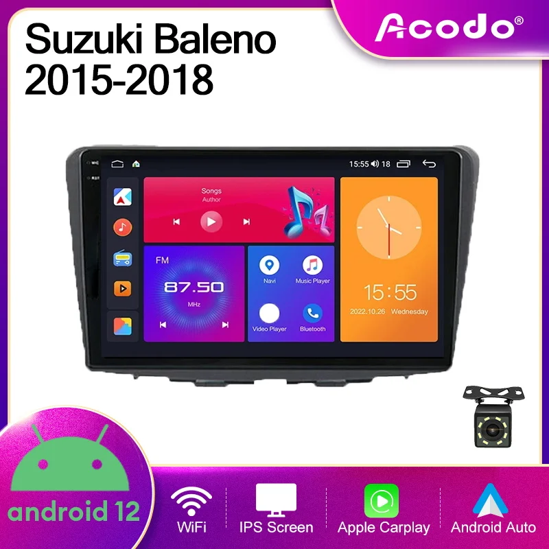

Автомобильный радиоприемник Acodo Android12 9 дюймов для Suzuki Baleno 2015-2018 IPS сенсорный экран GPS Carplay BT FM Wifi автомобильный радиоприемник мультимедийный стерео