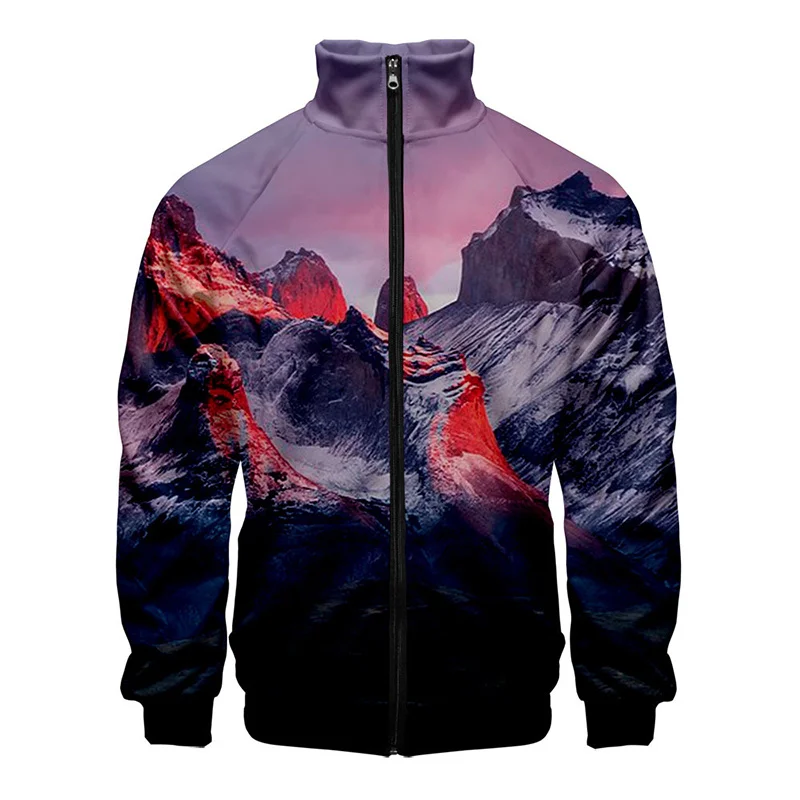 thumbnail image 1 of Chaqueta con estampado de paisaje de montaña nevada en 3D, chaquetas con gráficos de paisajes divertidos para hombres y niños, ropa de calle de moda, ropa superior, 1 of 5