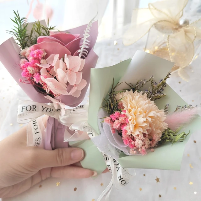 Mini Flowers Bouquet Soap Rose Sunflower Dry Flower Artificial Flowers  Wedding Gift For Guest Teacher'S Day Valentines Day Gift - AliExpress