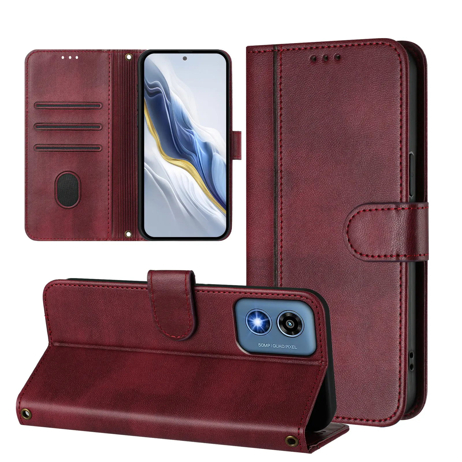 Leather Flip Wallet Phone Case - Elegant Protective Cover