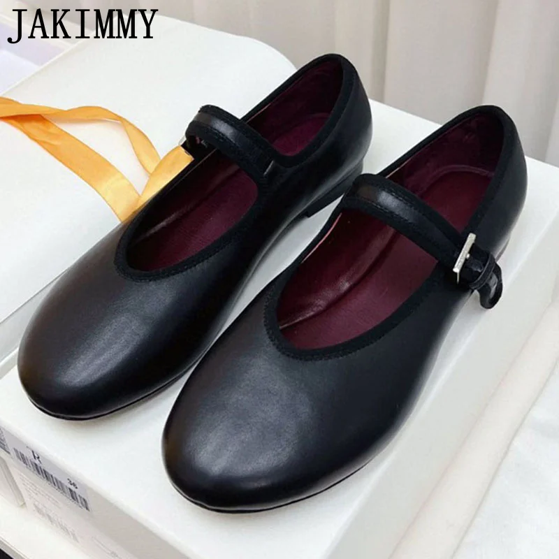 

Black Leather Flat Casual Shoes For Women Slip On Round Toe Loafers Shoes Summer Brand Dress Shoes Designer Ballet Flat Shoes