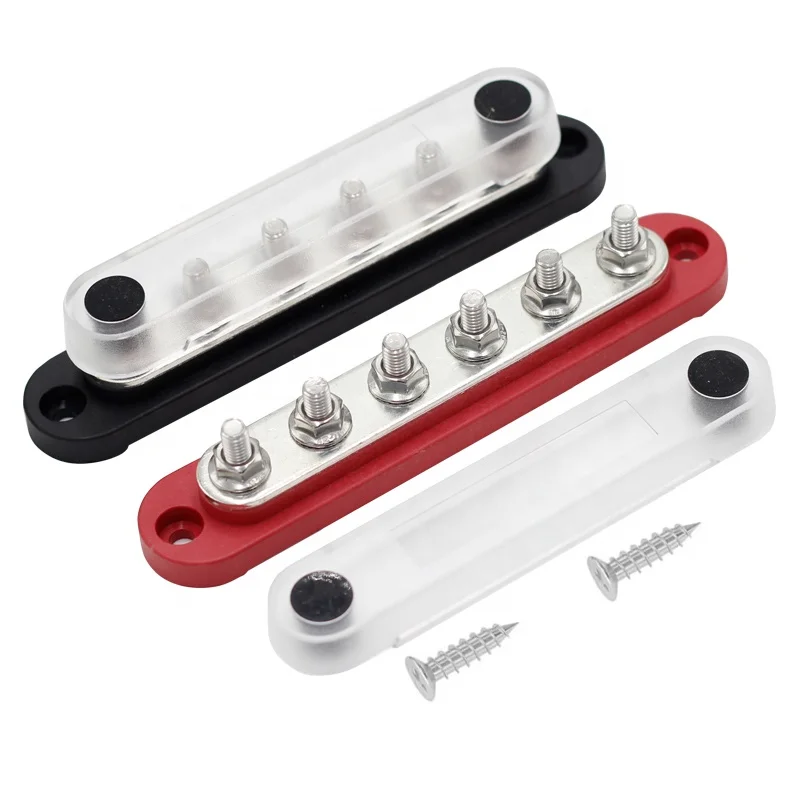 Negative Bus Bar 12v Distribuição Bloco 6×3 M10 Terminal Studs 48v dc Positive Ground Busbar para Automotive Car Boat 300a