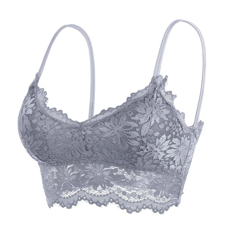 Sexy Women Lace Bras Top Comfortable Bralette Solid Color Sexy Underwear Vest Female Hollow Out Wireless Lingerie Seamless Bra