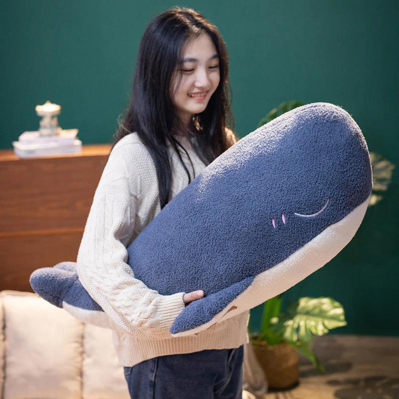 

25-80CM Simulation Blue Whale Plush Doll Toy Stuffed Orcinus Orca Fish Doll Shark Cartoon Soft Sleep Pillow Kids Girls Baby Gift