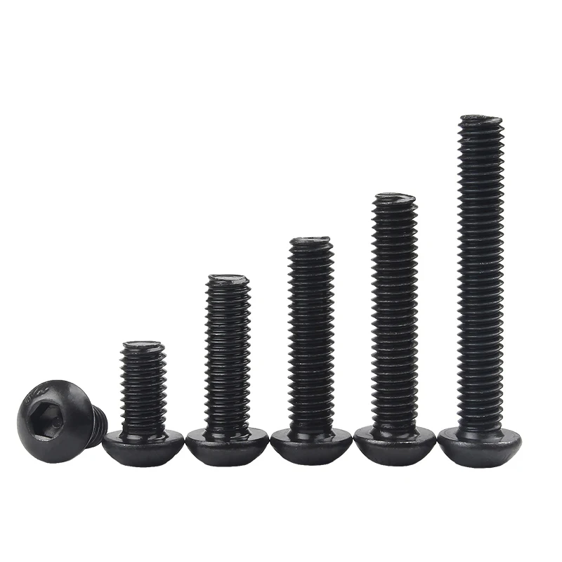 100/ 50/ 20/ 10/ 5/ 2/ 1pcs M1.6 M2 M2.5 M3 M4 M5 M6 M8 M10 M12 Grade10.9 Hex Socket Round Button Head Screws ISO7380