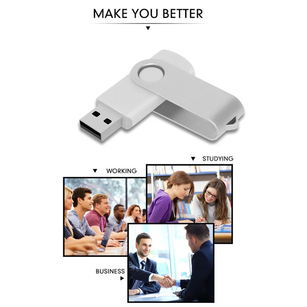 High-Capacity USB Flash Drive with Swivel Design - Metal Portable Memory Stick