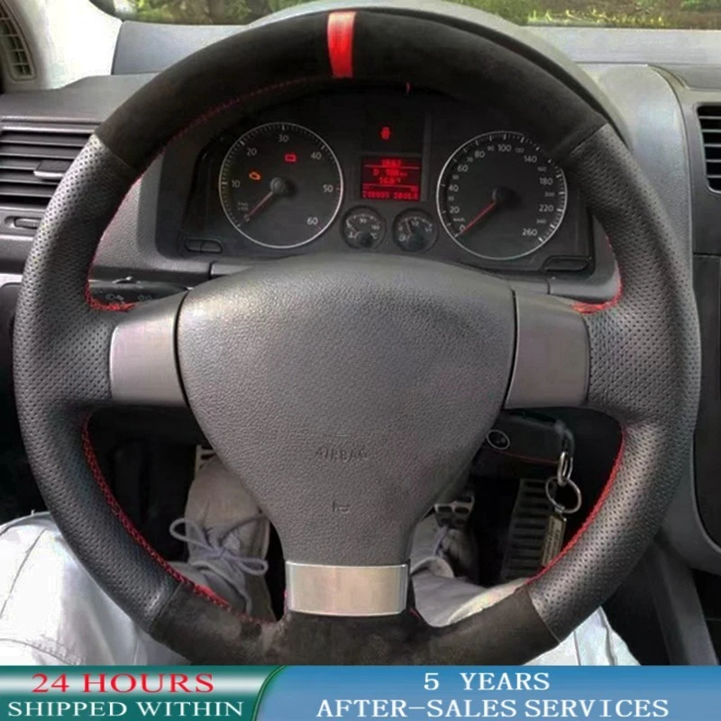 폭스 바겐 골프 5 Mk5 VW Passat B6 Jetta 5 Mk5 Tiguan 2007-2011 용 맞춤형 자동차 핸들 커버 브레이드 미끄럼 방지 스웨이드