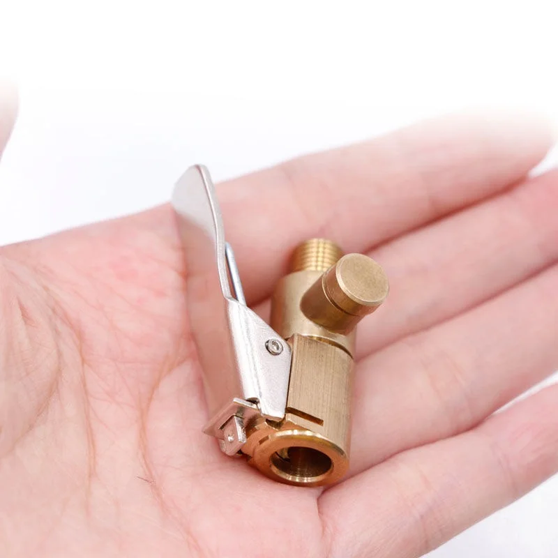 Portable Brass Car Inflation Pump Air Valve Connector Clip