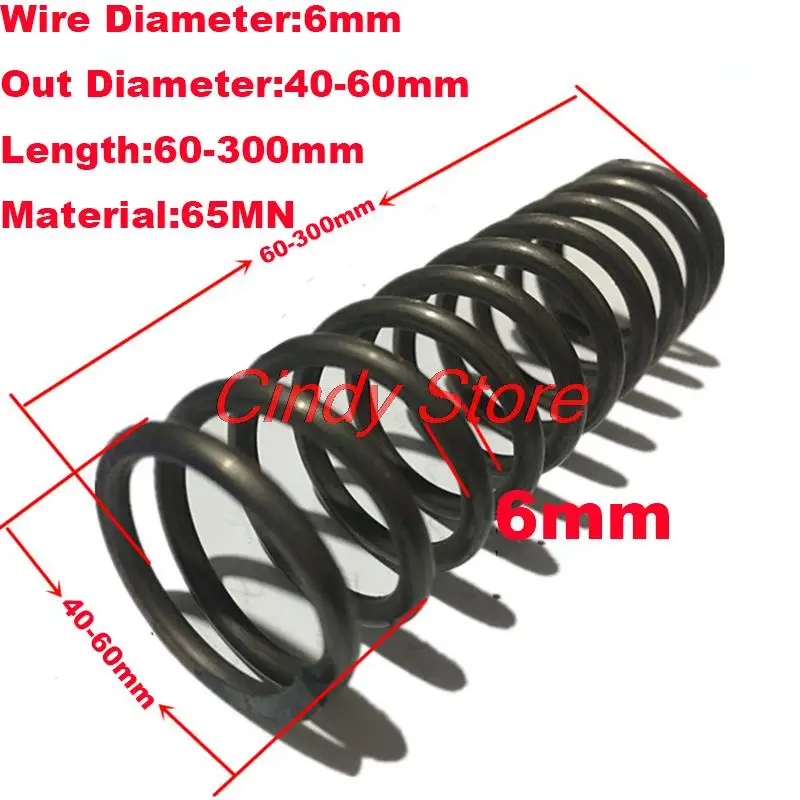 1PCS Custom Heavy Duty Big Shock Absorbing Steel Coil Compression Spring,6mm Wire Dia*40/45/50/60mm Out Diameter*60-300mm Length