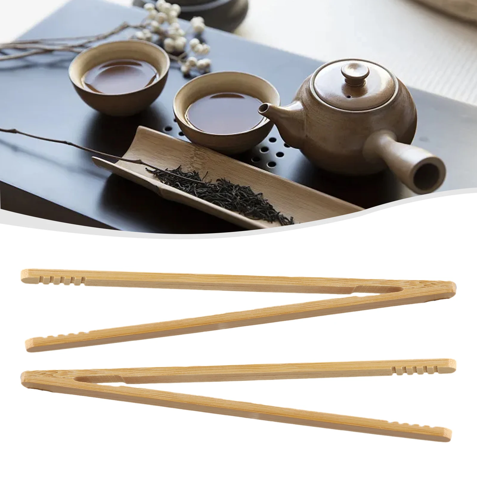 2PCS 18cm Wood Tong Tea Clips Wooden Food Toast Salad Tongs Toaster BaconSugar Ice Tea Straight Clips Kitchen Teaware