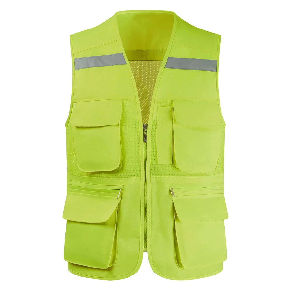 Men's Summer Mesh Fishing Vest Photography Work Multi-Pockets Outdoors Journalist's Vest Sleeveless Jackets