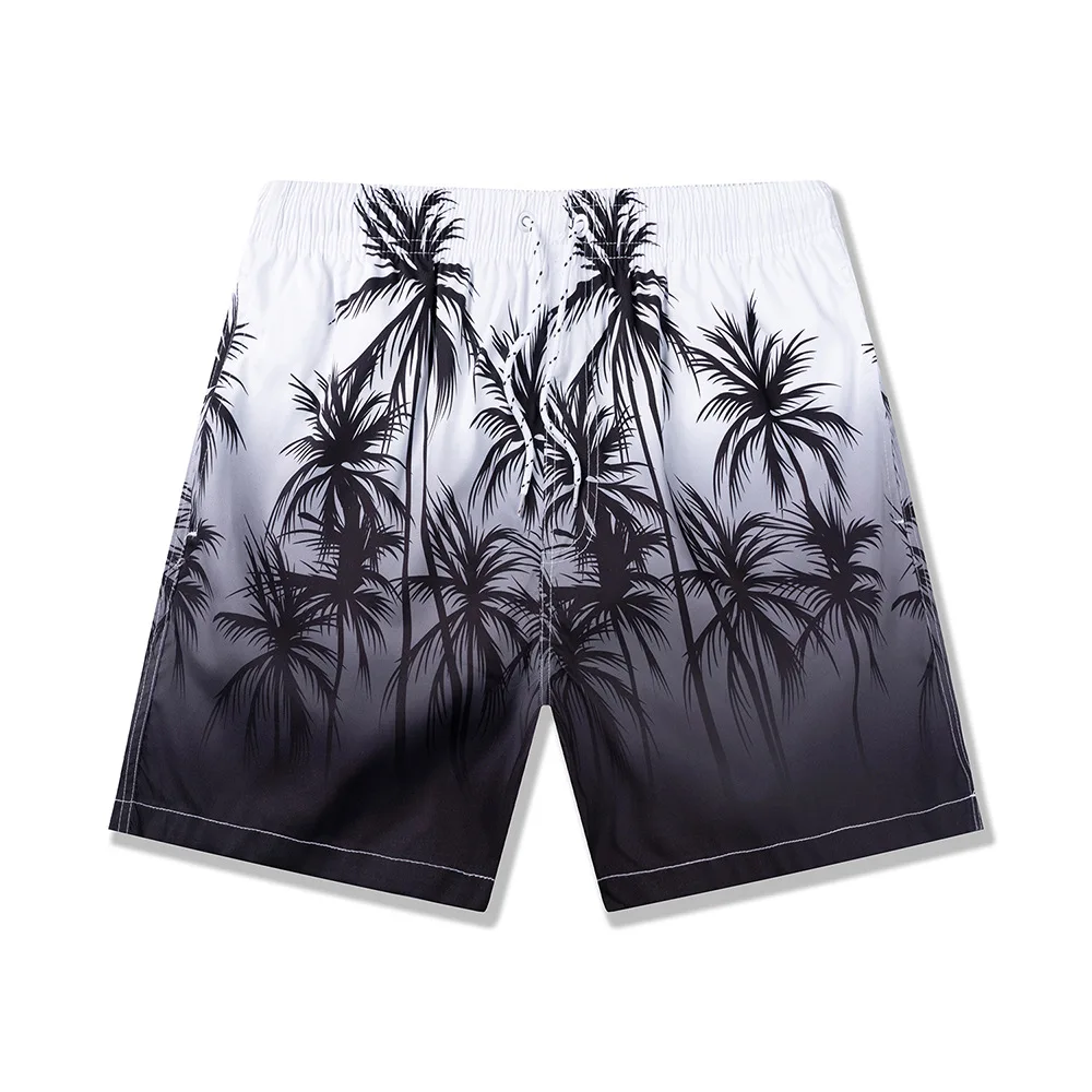 Men Swim Trunks Fashion Tropical Print Drawstring Board Shorts Swimsuit Beach Summer Swimwear Quick Dry Bathing Suits Trunks